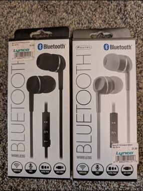 PAIR OF 2 - New In Box Sentry Bluetooth Wireless Earbud Headphones, Black & Grey
